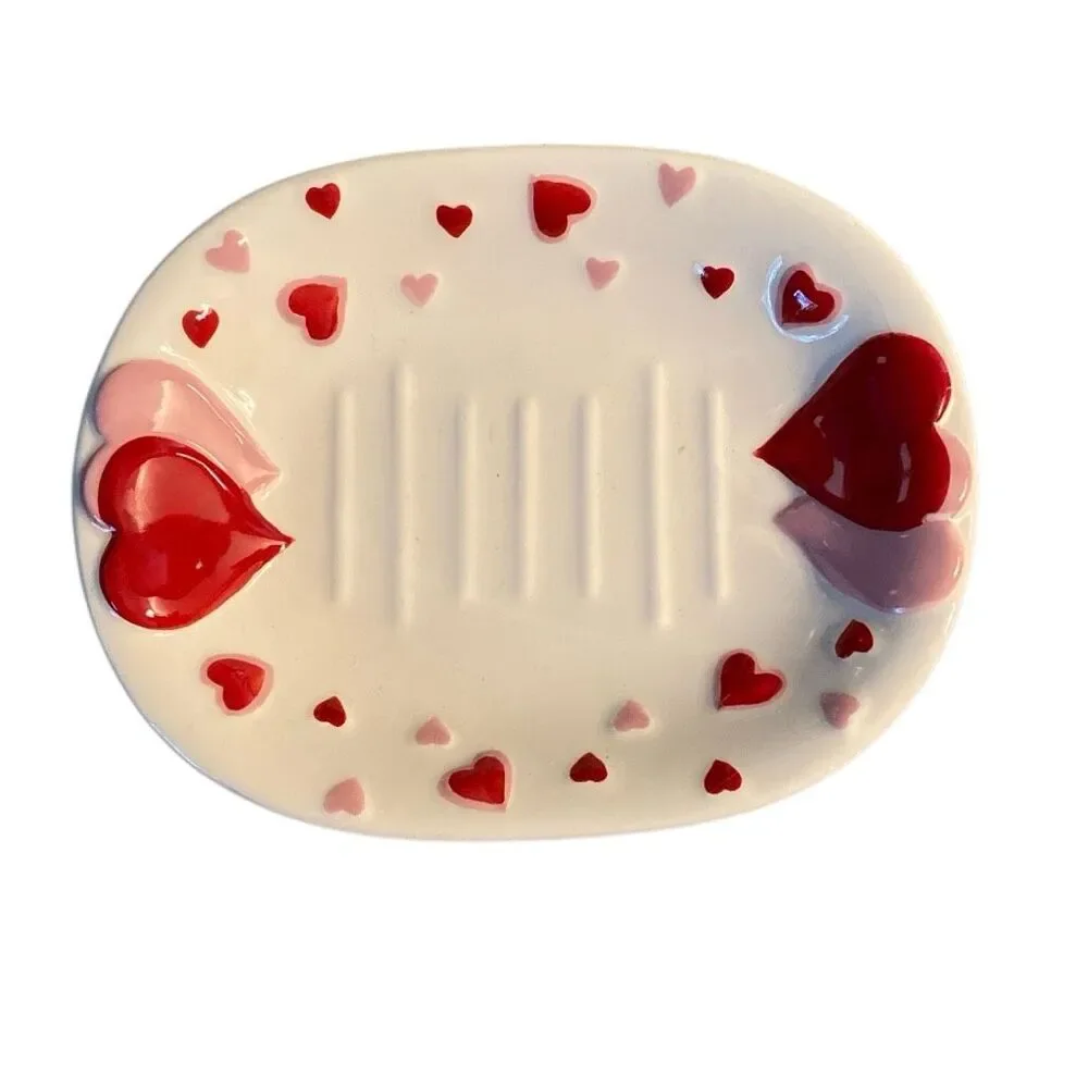 Vintage Valentines Day Avon Heart Soap Dish Ceramic Granny Bathroom Decor 90s